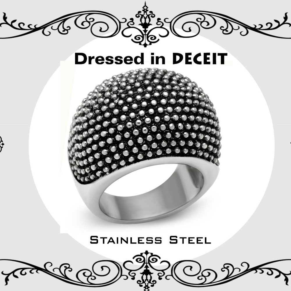 Chunky-Bold Caviar Bead Dome Stainless Steel Statement Ring Size 5-6-7-8-9-10